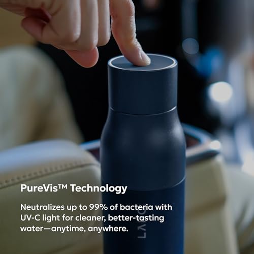 Image of LARQ Bottle Purevis 17 Oz - Self-Cleaning And Insulated Stainless Steel Water Bottle With UV Water Purifier And Award-Winning Design | Reusable & Travel Friendly, 1-Year Warranty, Monaco Blue, 500 Ml