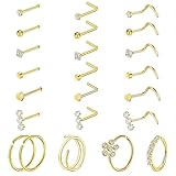 MLPKOI 22 Pcs 20G Piercing Nariz Aros, Quirurgico Piercing Nariz Aro L Piercing Septum Nostril Hipoalergénico Anillos de Nariz Mujer Hombre Joyeria Nostril Piercing