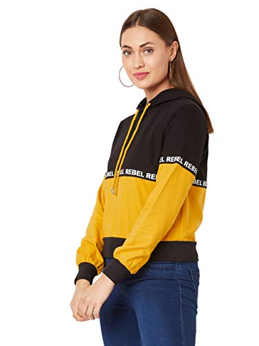 Image of Miss Chase Women's Multicolour Hooded Colour-Block Sweatshirt