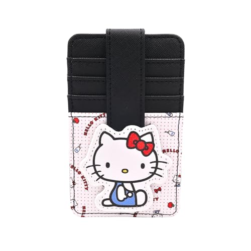 FLYBOT Slim Kitty Friends RFID Blocking Credit Cards Holder Wallet Japanese Cute Characters with Window ID Slot (Kitty's Black n White)