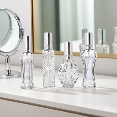 H&D HYALINE & DORA Vintage Refillable Perfume Bottles Glass Empty Spray Bottle Wedding Gifts Car Decor Set of 4