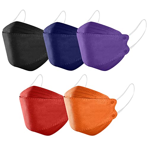 HUIXINGSHOU 50 Stück Erwachsene Fischförmige Mund und Nasenschutz 3-Lagig Einfarbig Mund-Nasen Bunt Blumen Bandana Atmungsaktiv Staubdicht Koptuch Halstuch für Herren Damen, Einheitsgröße Cover