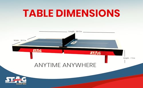 Image of Stag Super Mini Table Tennis Table (TT) Portable Indoor Ping Pong Table for Kids Fun Recreational Play with TT Rackets and Balls All in a Briefcase Size Foldable Design
