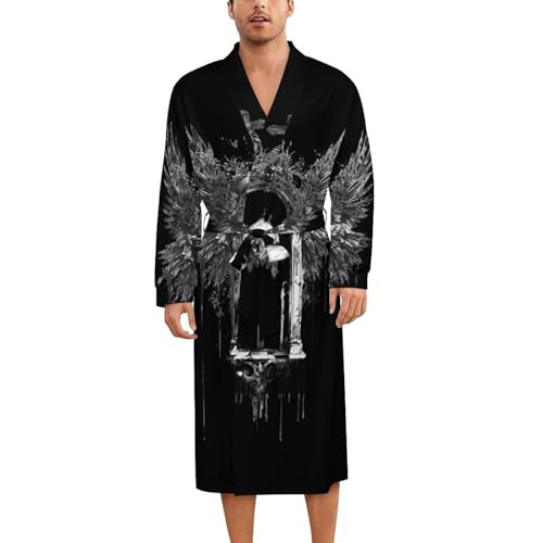 Crosses Skull with Wings Soft Robe Long Sleeve Bathrobes V Neck Sleepwear Spa Robes with Belt Men Woman - Main Image