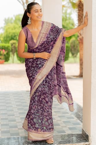 Image of MIRCHI FASHION Women Saree Cotton Blend Kalamkari Printed | Comfortable Office and Regular Daily Use Sari with Unstitched Blouse Piece