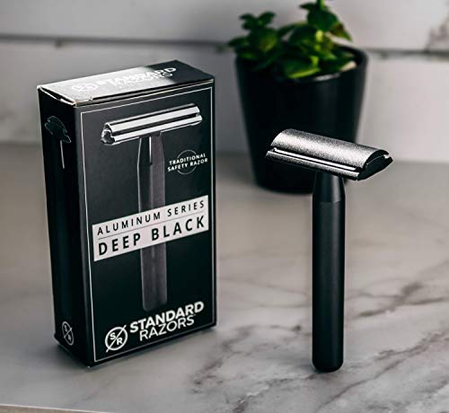 Standard Razors Aluminum Double Edge Safety Razor - Deep Black | Premium Razors For Men | Three Piece Double Edge Razor | Modern Design, Classic Shave #TOP7