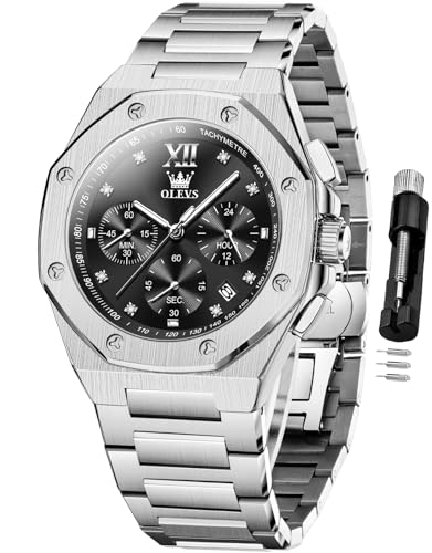 Image of OLEVS Watches for Men Luxury Fashion Large Dial Male Watches Analog Quartz Stainless Steel Waterproof Business Dress Men's Wrist Watch