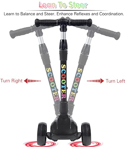 Lol-Fun Scooter For Kids Ages 3-5 Years Old Toddler With 3 Wheel Led Lights, Childrens Foldable Kick Scooter Kids Ages 6-12 With 4 Adjustable Height, Extra-Wide Deck And Lean-To-Steer #TOP4