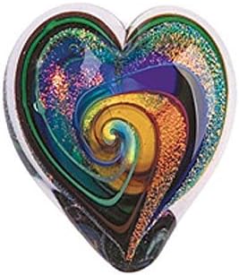 Glass Eye Studio Hand Blown Hearts of Fire Golden Rainbow Glass Paperweight