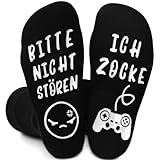 Socken mit Spruch Bitte Nicht Stören Ich Zocke, Lustige Gaming Socken Coole Geschenke für Gamer Zocker, Zocken Baumwollsocken Wintersocken Weihnachtsgeschenke für Männer Teenager Jungs zum Geburtstag