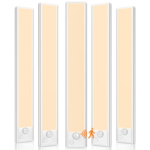 Image of 5-Pack 14in Under Cabinet Lighting, Upgraded 3200mAh Rechargeable Under Cabinet Lights Wireless, LED Motion Sensor Light Indoor Closet Lights Under-Counter Light Fixtures for Kitchen, Hallway, Pantry