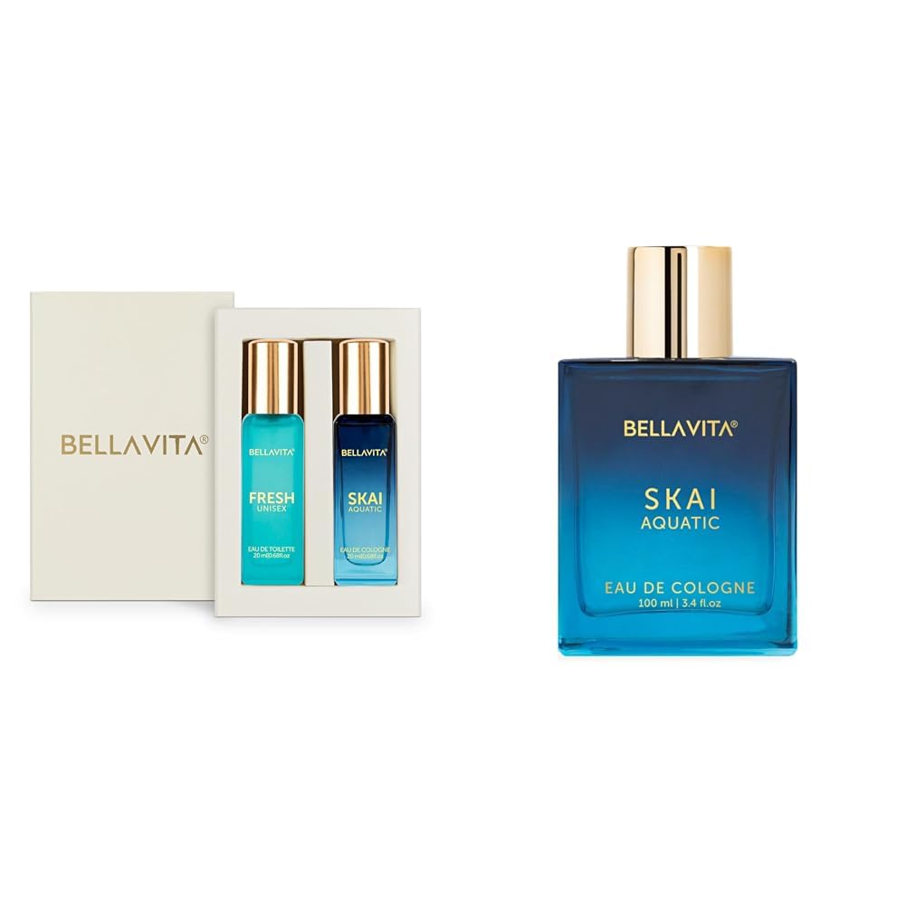 Bella Vita Luxury Skai Aquatic Edc&Fresh Edt Unisex Combo With Bergamotylang Ylangpink Pepperlong Lasting Liquid Fragrance Scentpack Of 2 20Ml Each Skai Aquatic Unisex Eau De Cologne,100 Ml,Assorted-image-42