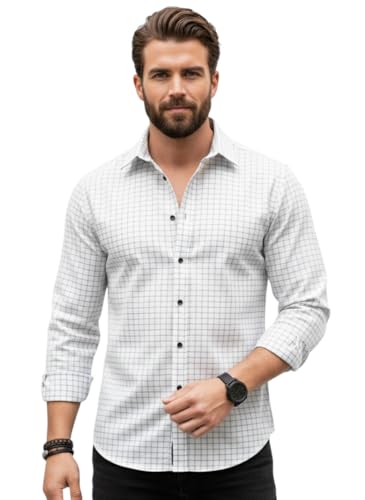 Image of Amazon Brand - INKAST Men's Slim Fit Button Down Dress Shirts Textured Long Sleeve Casual Hawaiian Shirt