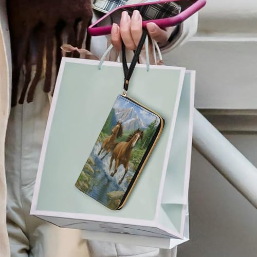 Horses Women's Wallet Wristlet Zipper Purse with Hand Strap Travel Credit Card Holder for Daily Use Gifts 6