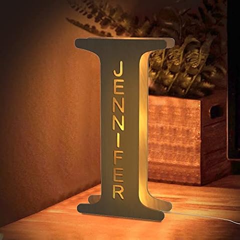 Custom LED Night Light, Personalized Wood Letter Wall Light Engraved Name Letter Lamp Home Decor Gift for Kids Girlfriend Boyfriend Mom Families Christmas Birthday Wedding Wall Room Bedside Decor - I Cover
