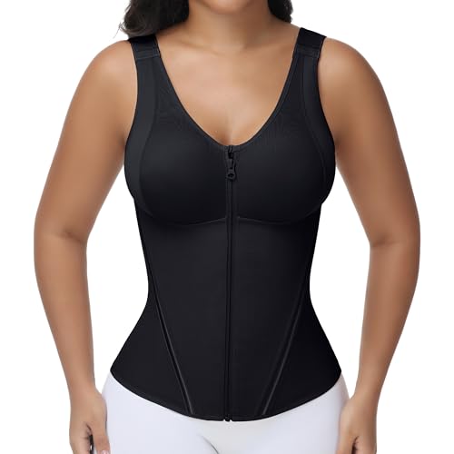 Image of SHAPSHE Corset Waist Trainer Vest for Women Tummy Control Faja with Bra | Double Compression, 3 Adjustable Straps, 13 Steel Bones Support, 75% Nylon 25% Spandex Breathable, for Workout, Postpartum