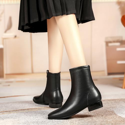 Gicoiz Women Office Low Heels Square Toe Chelsea Boots3