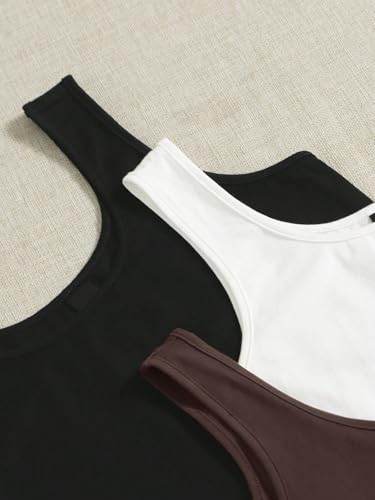 Image of Women's 1x1 Rib Cotton Stretch Tank Top Sleeveless Basic Vest Pack of 3