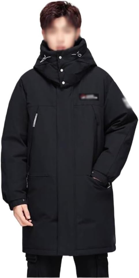 VIDI Men's Winter Thick Medium And Long Removable Hat Warm Coat Overalls Down Jacket