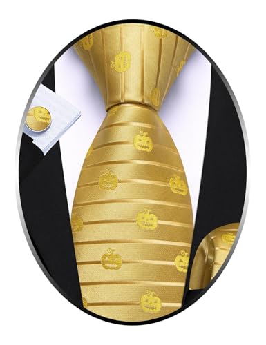 Image of Barry.Wang Man Tie Sets Skull Ties Animal Extra Long Necktie Silk Woven Handkerchief Cufflinks Festival Party Gift