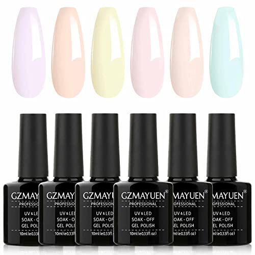 GZMAYUEN Esmalte Semipermanente Color Pastel Pintauñas Pastel Gel Polish Set 10ML