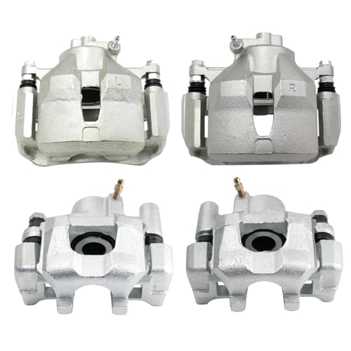 Image of TRQ Front and Rear Brake Caliper Set Zinc Coated Brackets Hardware Compatible with 2002-2006 Toyota Camry