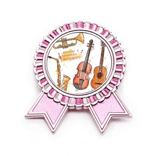 Broche guitare aquarelle rose métal taille M bijou fantaisie instrument de musique