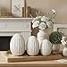 Jenaai 3 Pcs White Resin Easter Egg Decor Set - Travertine Textured Sculptures, Farmhouse Neutral Table Centerpiece for Spring/Easter Party, Indoor Home Shelf/Desk Vintage Decorations & Gifts