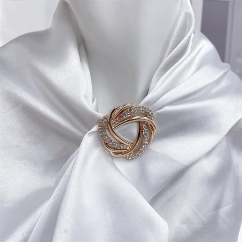 Image of CZ Twist Silk Scarf Clip Slides Brooch Lapel Pin for Women Girls Buckle Holder Wrap Scarf Ring Clasp Holder Tightener for Loose T Shirt Clothing Decoration Accessories Jewelry Party Gift