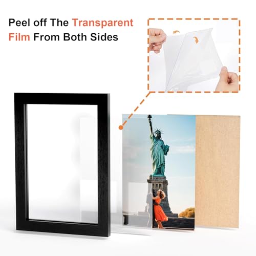 WARM&LOVE 4 Picture Frame, 4x6 Four Folding Hinged Photo Frames, Rustic Wood Desk Family Photo Collage Stand Vertical on Tabletop for Birthday Family Lover Gift (Black) - Image 4
