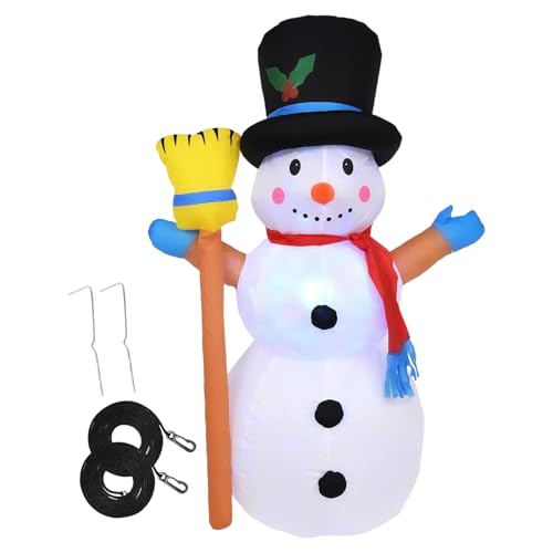 Muñeco De Nieve Inflable para Exteriores - Sostiene Escoba Impermeable | Muñeco De Nieve Navideño Inflable para Jardín - para Patio Jardín Patio Trasero Parque Porche Balcón Fiesta Evento