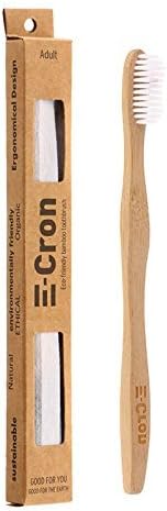 1 x E-Cron Bamboo Toothbrush (White) with Eco-friendly