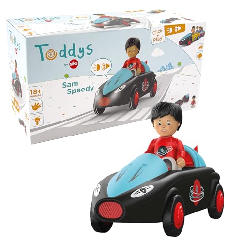 Siku Toddys by 0115, Sam Speedy, Vehículo de 3 Piezas con luz y Sonido, Interconectable, Incluye …