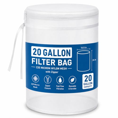 CARGEN 20 Gal 220 Micron Heavy Duty Filter Bag with Zipper for Gardening