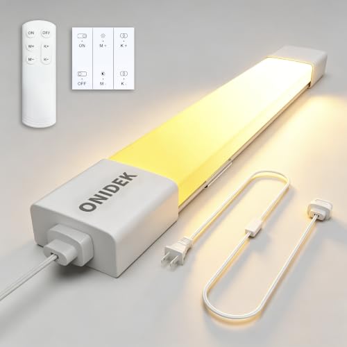 LED Tube Light Fixture with Plug Under Cabinet Lighting Dimming and Color With Remote wireless wall...