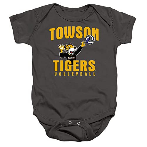 Towson University Official Volleyball Unisex Infant Snap Suit for Baby,Charcoal, 12 Months
