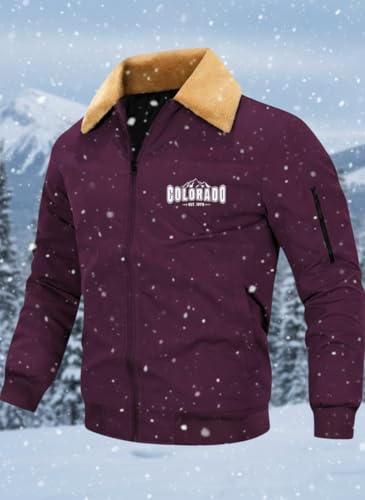 Image of GLASGO Men's Colorado Fleece-Lined Bomber Jacket || Winter Warm Stylish Casual Coat with Soft Collar & Zipper Closure