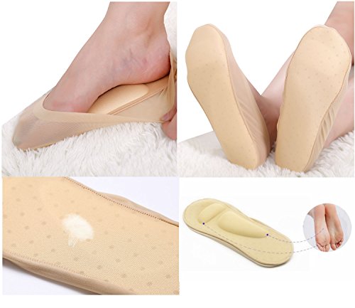Image of Jarseen 2 Pairs 3D Padded Women's No Show Nylon Socks Sponge Cushion Liner
