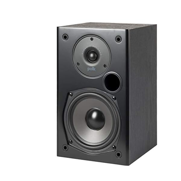 Polk Audio T15 100 Watt Home Theater Bookshelf Speakers – Hi-Res Audio with Deep Bass Response, Dolby and DTS Surround, Wall-Mountable, Pair, Black