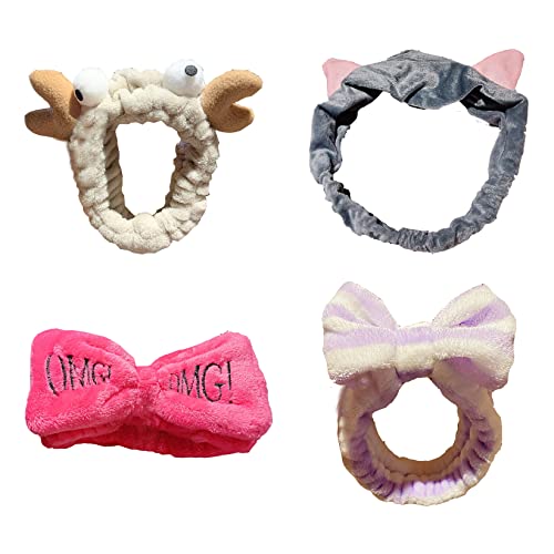 headbands for women non slip，4pcs cute headbands for women, Beautiful and easy-to-use spa Headband