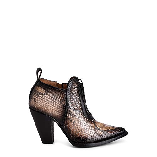 Cuadra Women's Bootie In Genuine Python Leather Black #TOP10