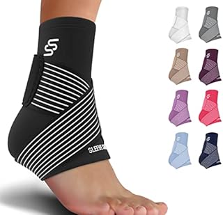 Sleeve Stars Ankle Brace for Plantar Fasciitis Relief, Ankle Wrap for Sprained Ankle, Ankle Brace for Women & Men, Heel Protectors Sleeve w/ Ankle Support Strap, Heel Brace for Heel Pain (Single/Black)