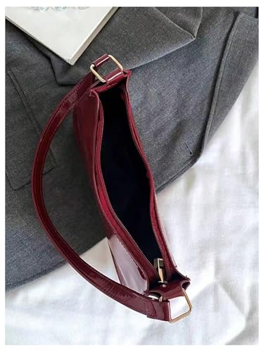 MakeMeChic Women's PU Leather Zipper Shoulder Bag Small Crescent Bag Underarm Purse Handbags4