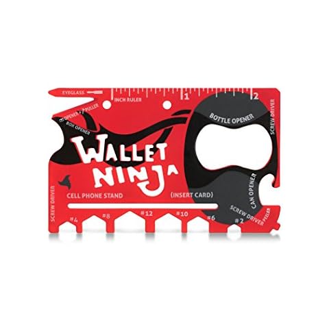 LIMITED EDITION: MATTE RED Wallet Ninja - 18 in 1 Credit Card Sized Multitool (TSA Airplane Approved) Cover