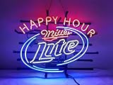 Queen Sense 20'x16' Millers Lite Happy Hour Neon Sign Light Man Cave Bar Pub Beer Gift Neon Lamp A120MLHH