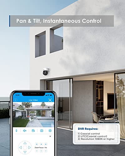 Sannce 1080P Pt Dome Camera, 2Mp Pan/Tilt 360° Digital Zoom Outdoor Security Camera, 30M Night Vision For Analog Cctv Surveillance System, Remote Access, Ip65 Waterproof, Including Adapter #TOP1