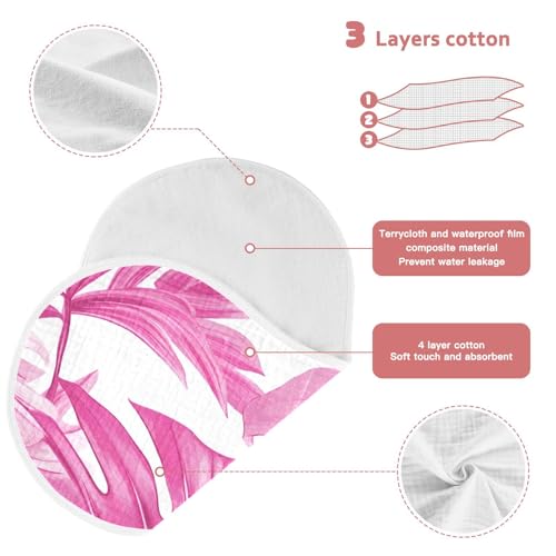 Bolaz Baby Burp Cloths 2 Pack,Tropical Leaves Pattern,Feeding Cloths Face Towel Super Absorbent Soft Cotton Burping Rags Feeding Bibs4