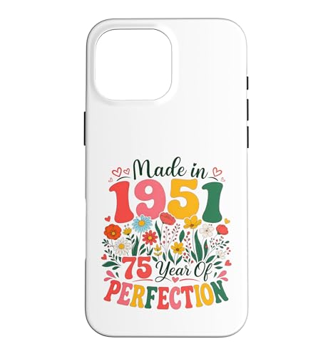 75 Year Old Made in 1951 Retro Floral 75th Birthday Women �X�}�z�P�[�X iPhone 16 Pro Max �p
