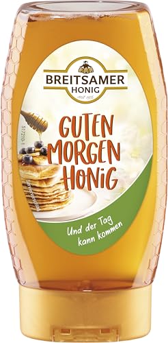 Breitsamer Honig Spender Guten Morgen Honig Obstblüte 350g - Lieblich milder und zart-fruchtiger flüssiger Honig im praktischen Spender (1 x 350g)
