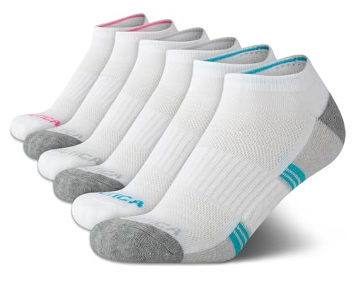 Image of Nautica Womens No Show Socks Moisture Wicking Low Cut Athletic Socks 6 Pack | Moisture Wicking Dri-Motion Fabric, Cushioned Key Areas, Banded Arch Support, No Show Low Cut, Shoe Size 4-10
